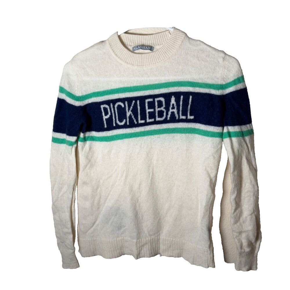 Alashan Sweater Women's Small Pickleball 100% Cashmere Crew Neck Pullover